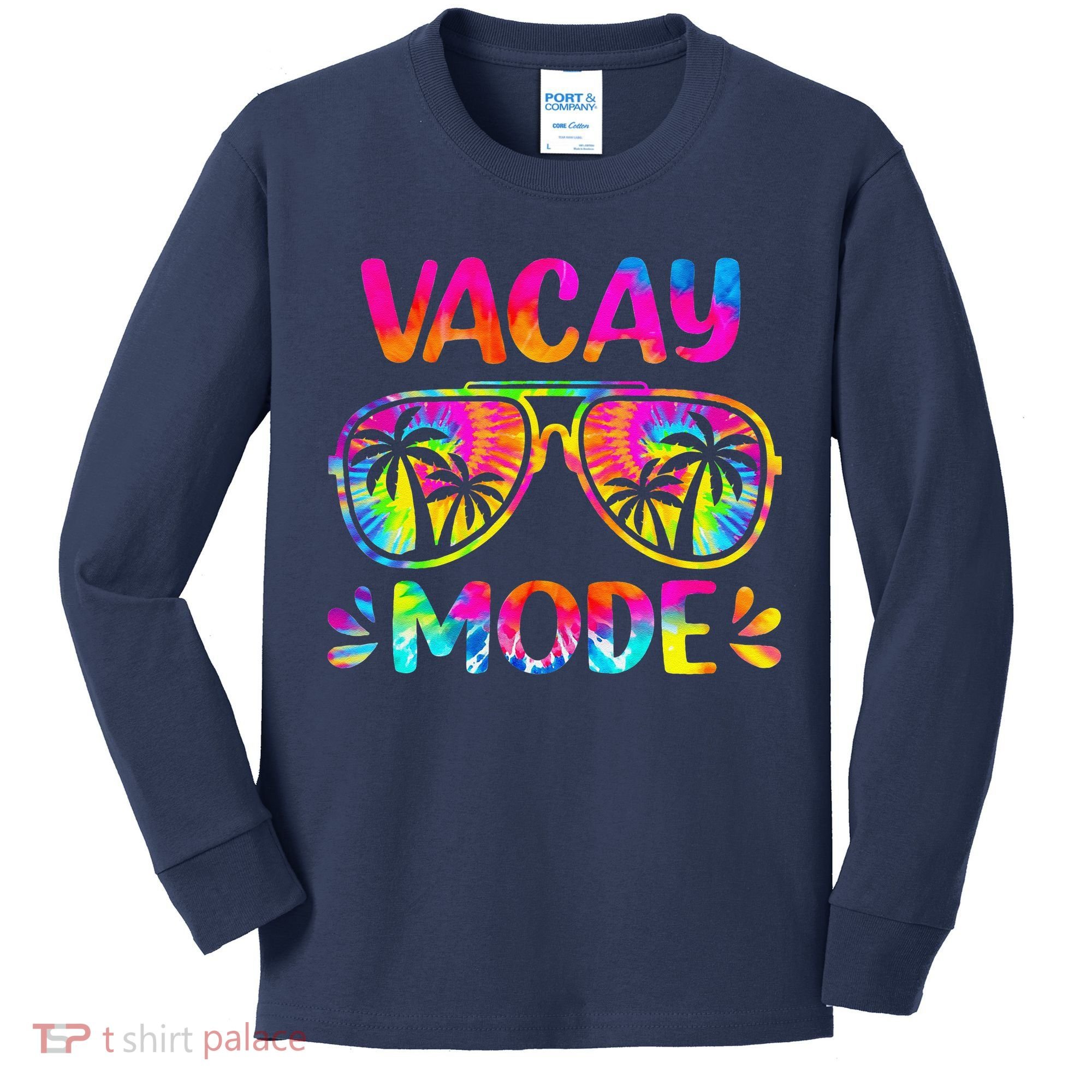 Vacay Mode Palm Tree Beach Vacation Summer Getaway Holiday Kids Long Sleeve Shirt