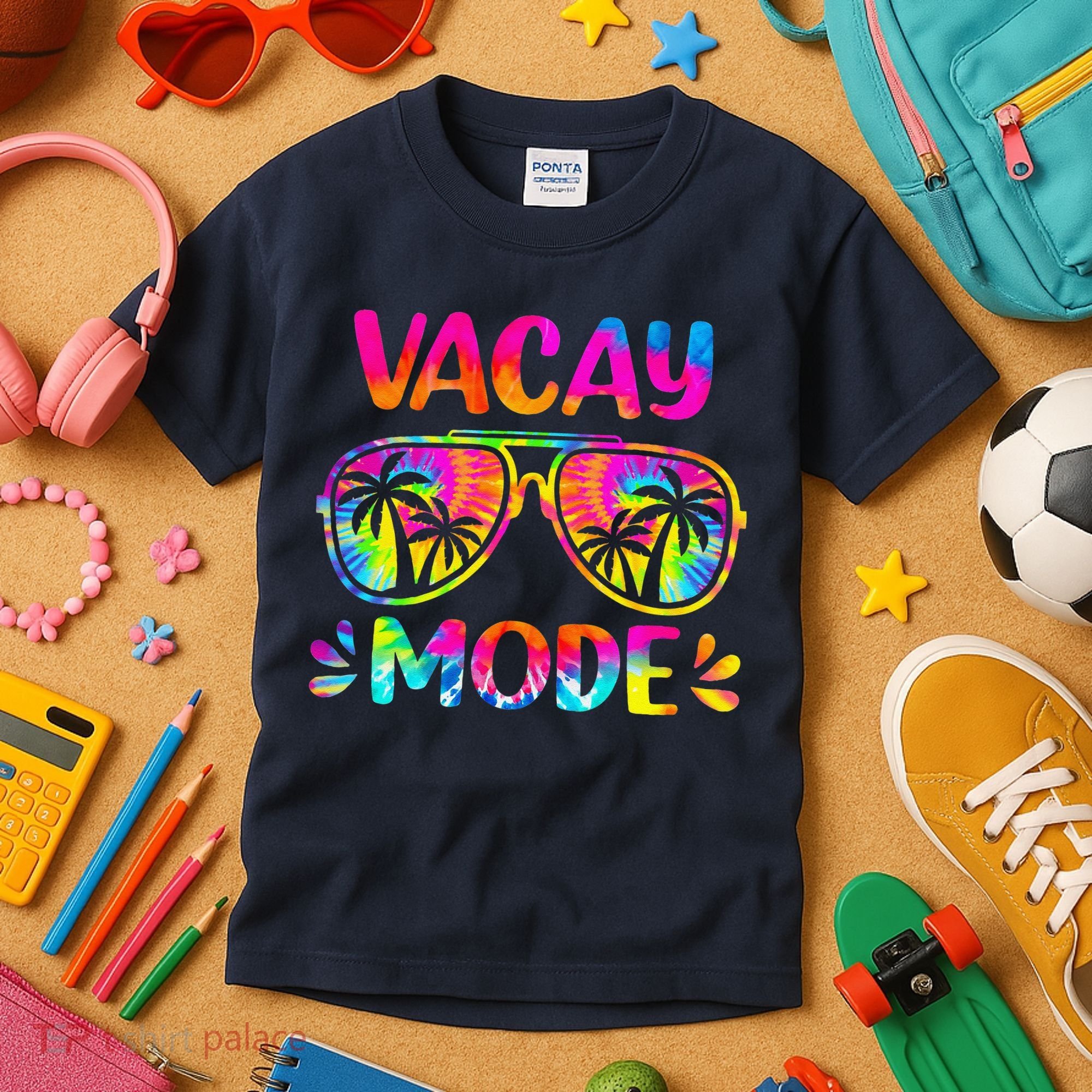 Vacay Mode Palm Tree Beach Vacation Summer Getaway Holiday Kids T-Shirt