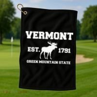 Vermont Moose Souvenir Est 1791 Green Mountain Golf Towel thumb 1