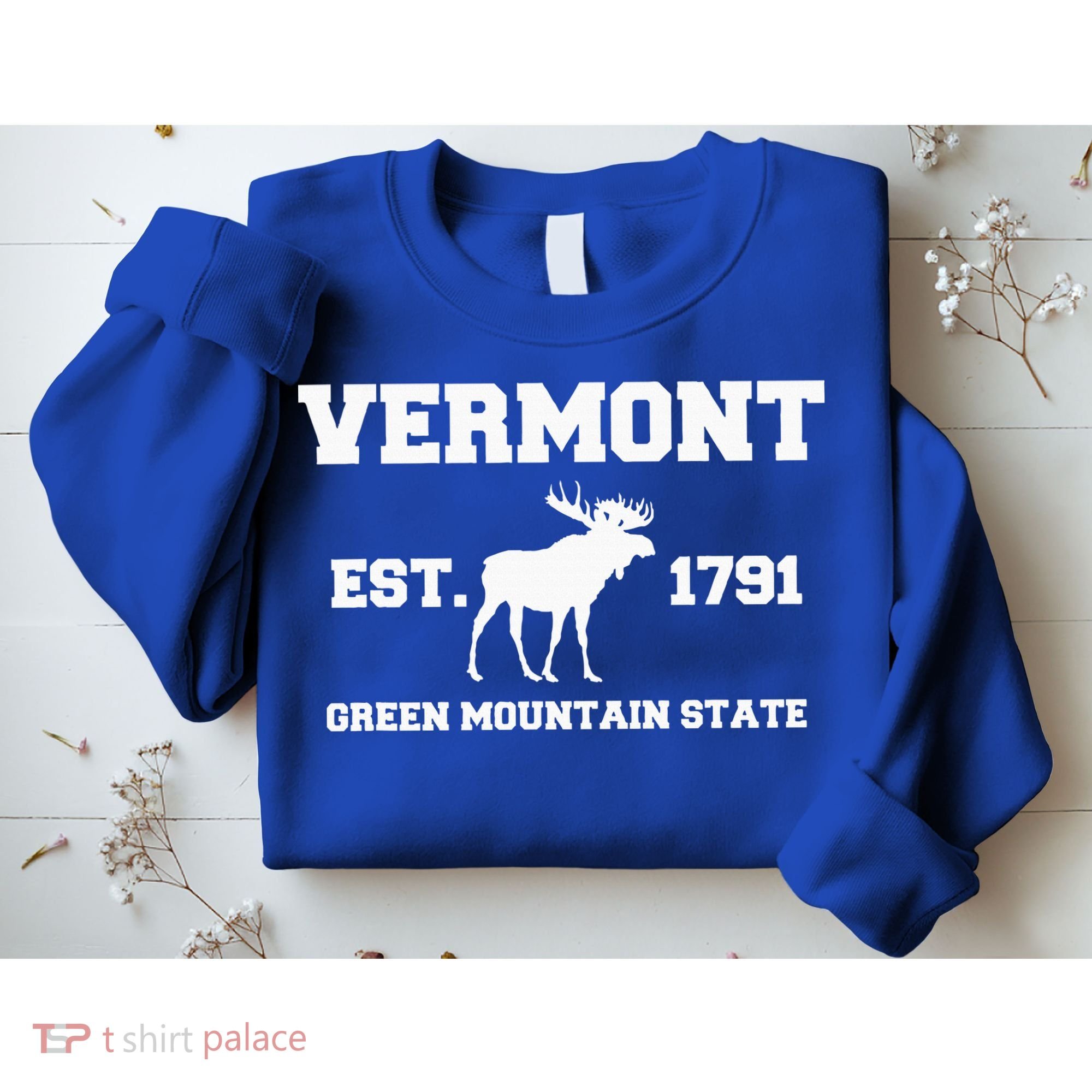 Vermont Moose Souvenir Est 1791 Green Mountain Sweatshirt