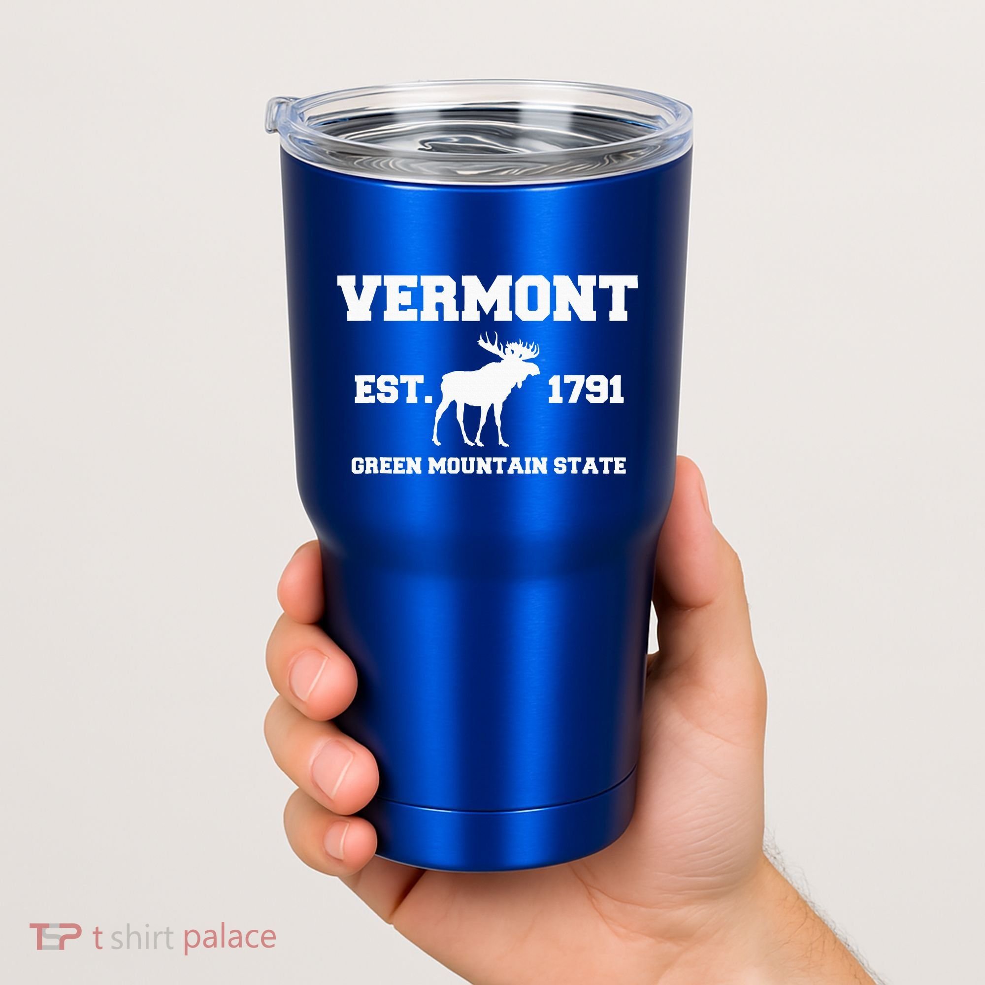 Vermont Moose Souvenir Est 1791 Green Mountain Tumbler