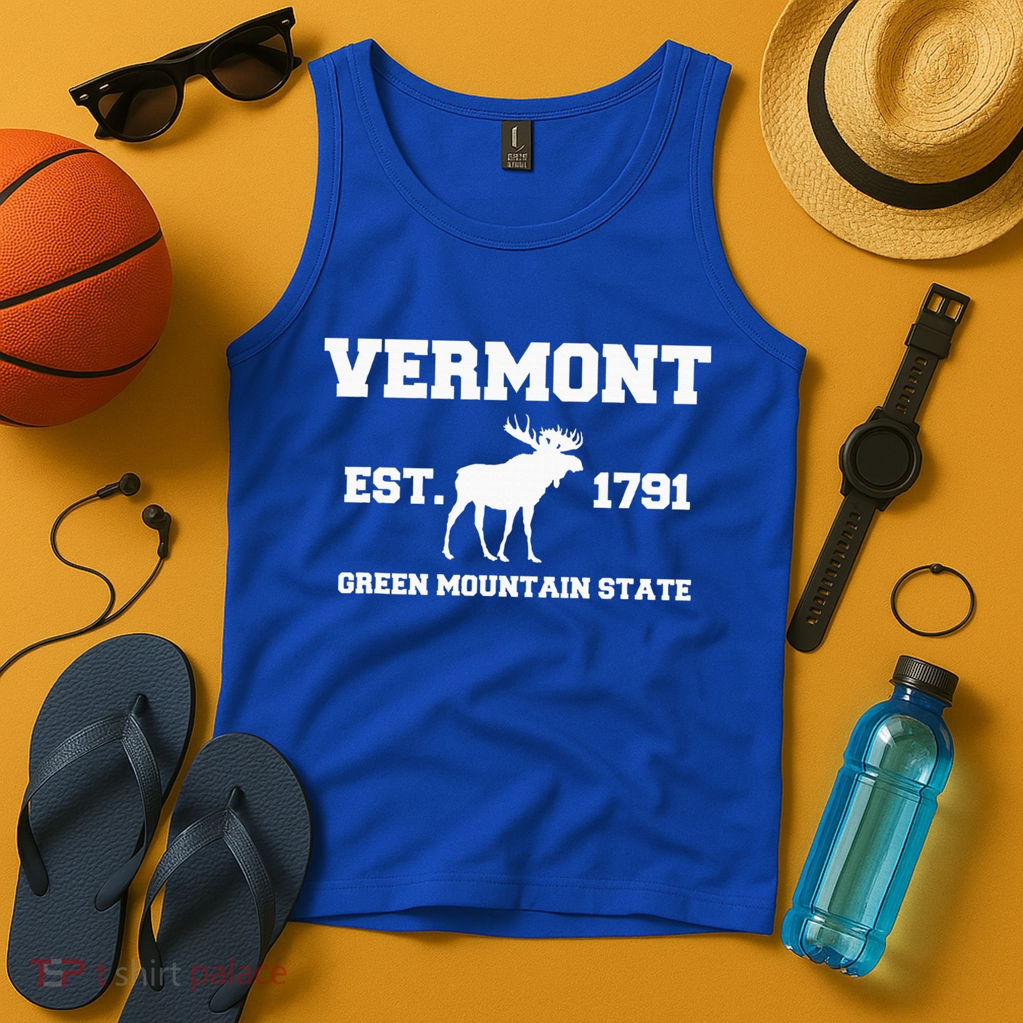 Vermont Moose Souvenir Est 1791 Green Mountain Tank Top