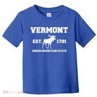 Vermont Moose Souvenir Est 1791 Green Mountain Toddler T-Shirt thumb 0