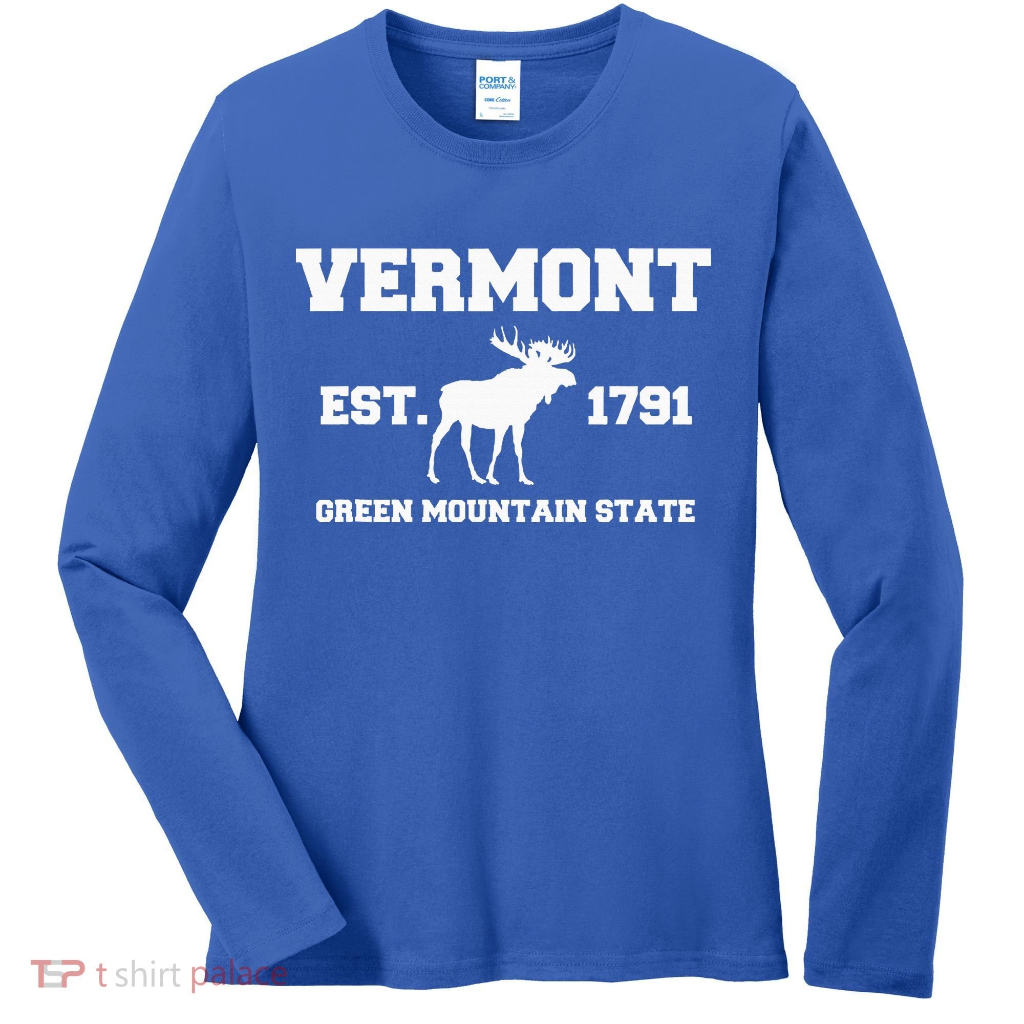 Vermont Moose Souvenir Est 1791 Green Mountain Women's Long Sleeve Shirt