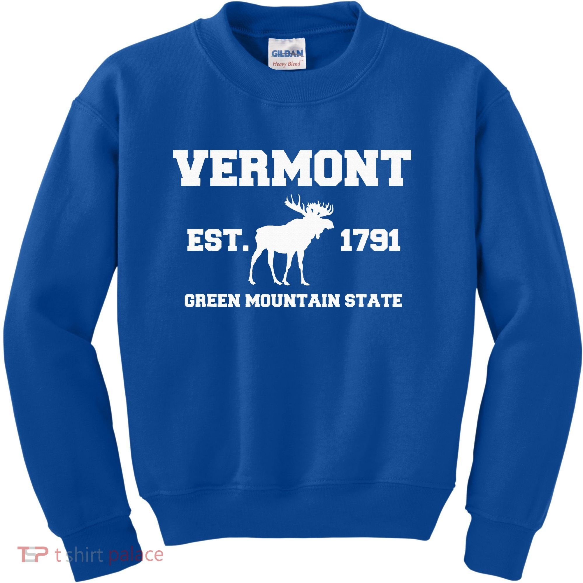 Vermont Moose Souvenir Est 1791 Green Mountain Kids Sweatshirt