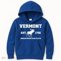 Vermont Moose Souvenir Est 1791 Green Mountain Kids Hoodie thumb 0