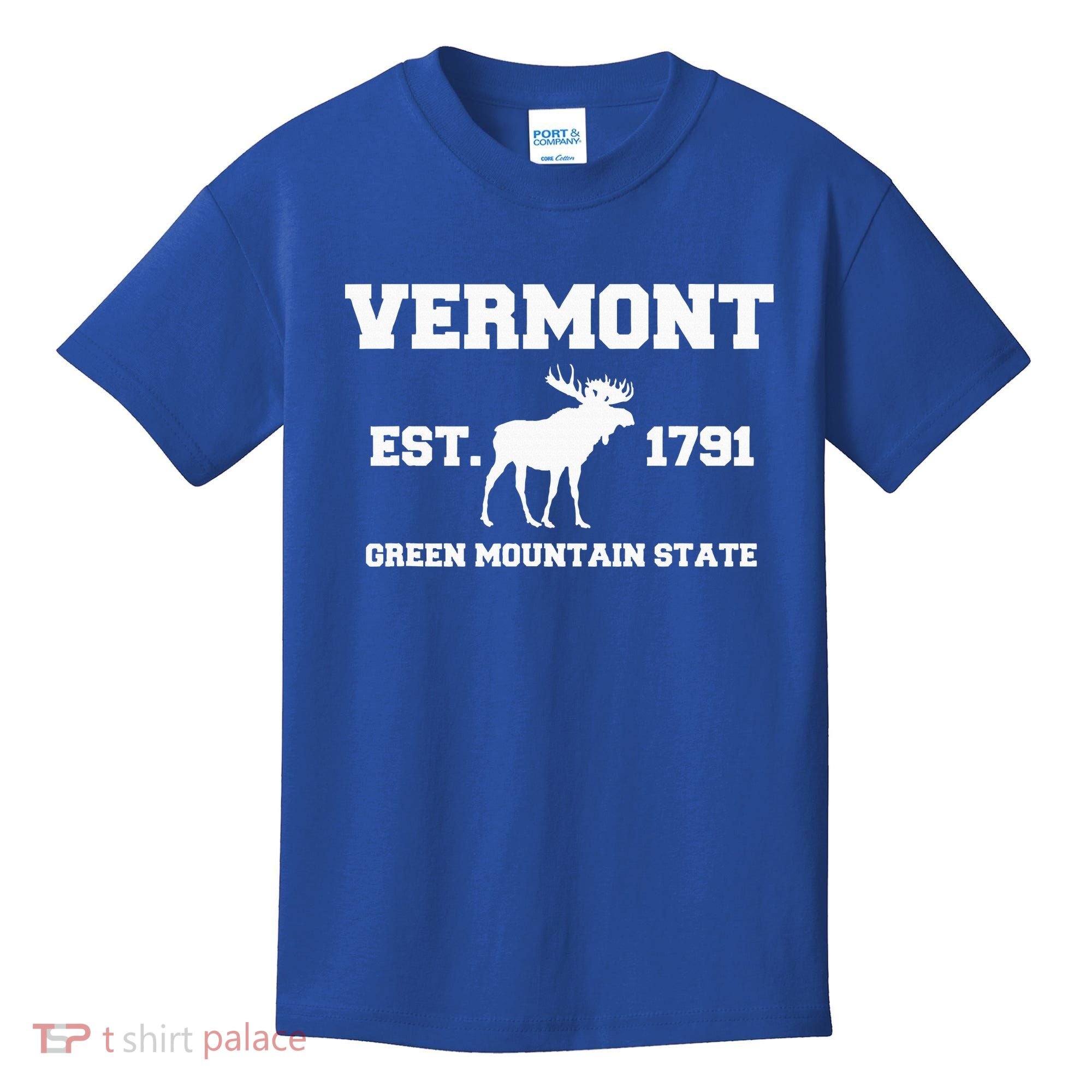 Vermont Moose Souvenir Est 1791 Green Mountain Kids T-Shirt