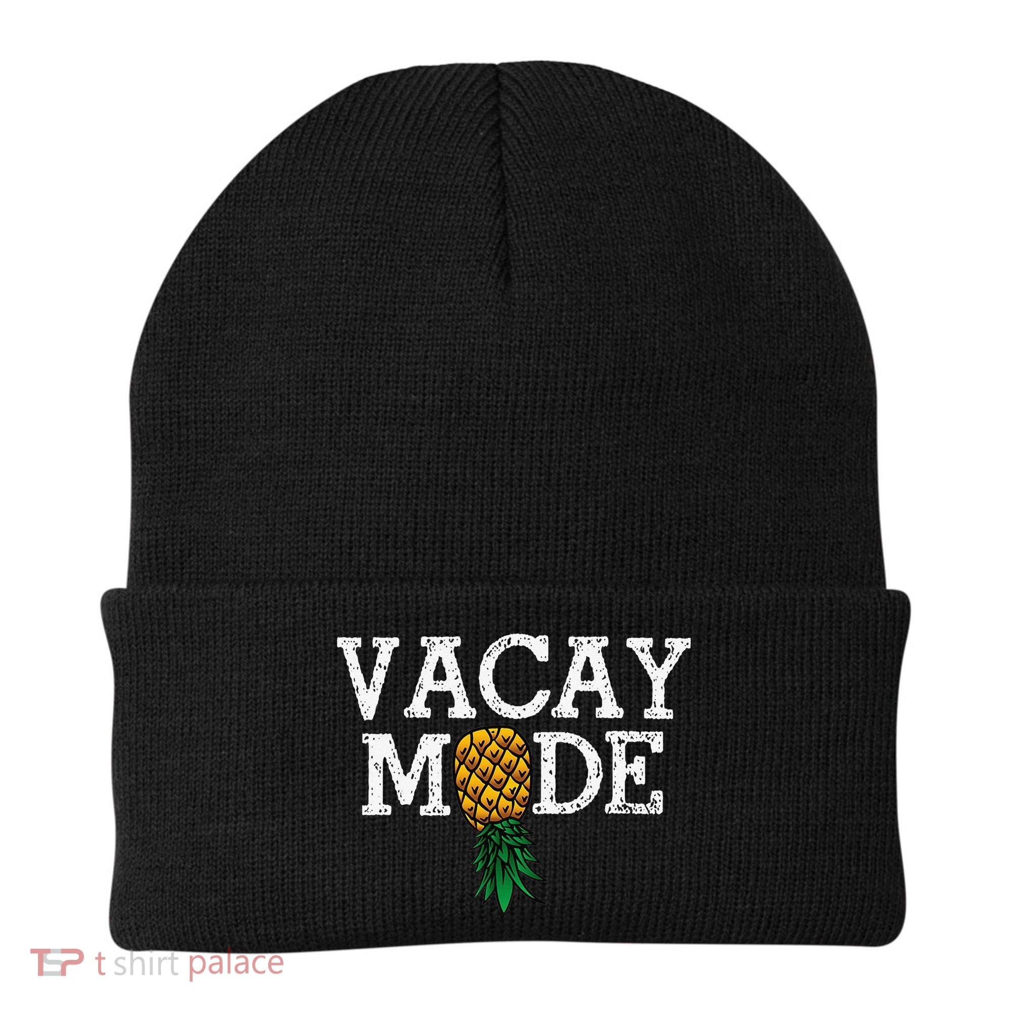 Vacay Mode summer vacation upside down pineapple swinger Beanie