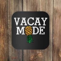 Vacay Mode summer vacation upside down pineapple swinger Coaster thumb 0