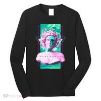 Vaporwave Medusa Statue with Skull Aesthetic Art Retro Long Sleeve Shirt thumb 0