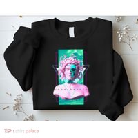 Vaporwave Medusa Statue with Skull Aesthetic Art Retro Sweatshirt thumb 2