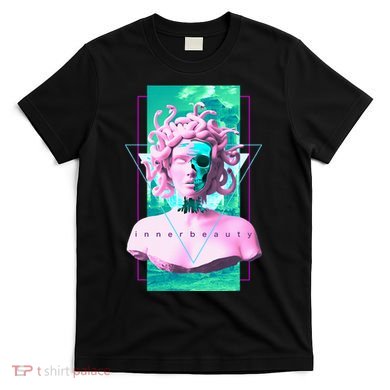 Vaporwave Medusa Statue with Skull Aesthetic Art Retro T-Shirt