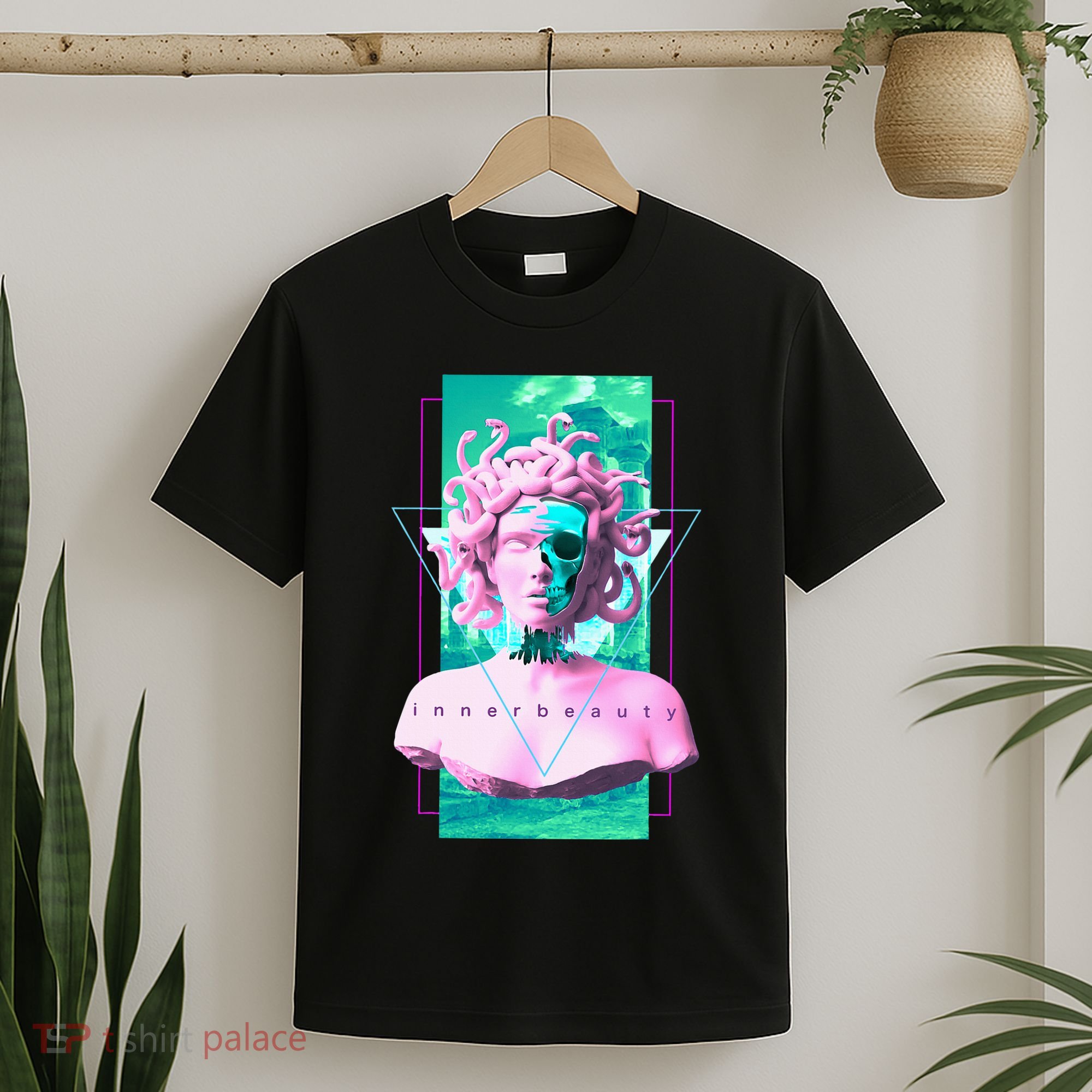 Vaporwave Medusa Statue with Skull Aesthetic Art Retro T-Shirt