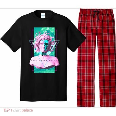 Vaporwave Medusa Statue with Skull Aesthetic Art Retro Pajama Set