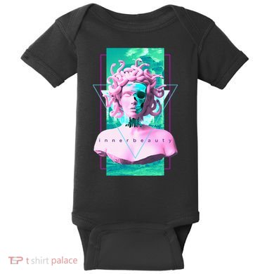 Vaporwave Medusa Statue with Skull Aesthetic Art Retro Baby Bodysuit