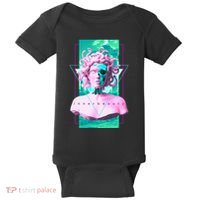 Vaporwave Medusa Statue with Skull Aesthetic Art Retro Baby Bodysuit thumb 0