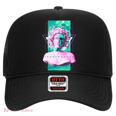 Vaporwave Medusa Statue with Skull Aesthetic Art Retro Hat
