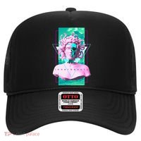 Vaporwave Medusa Statue with Skull Aesthetic Art Retro Hat thumb 0