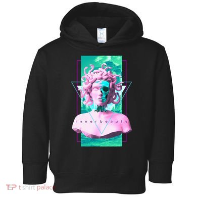 Vaporwave Medusa Statue with Skull Aesthetic Art Retro Toddler Hoodie
