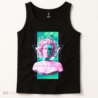Vaporwave Medusa Statue with Skull Aesthetic Art Retro Tank Top thumb 2