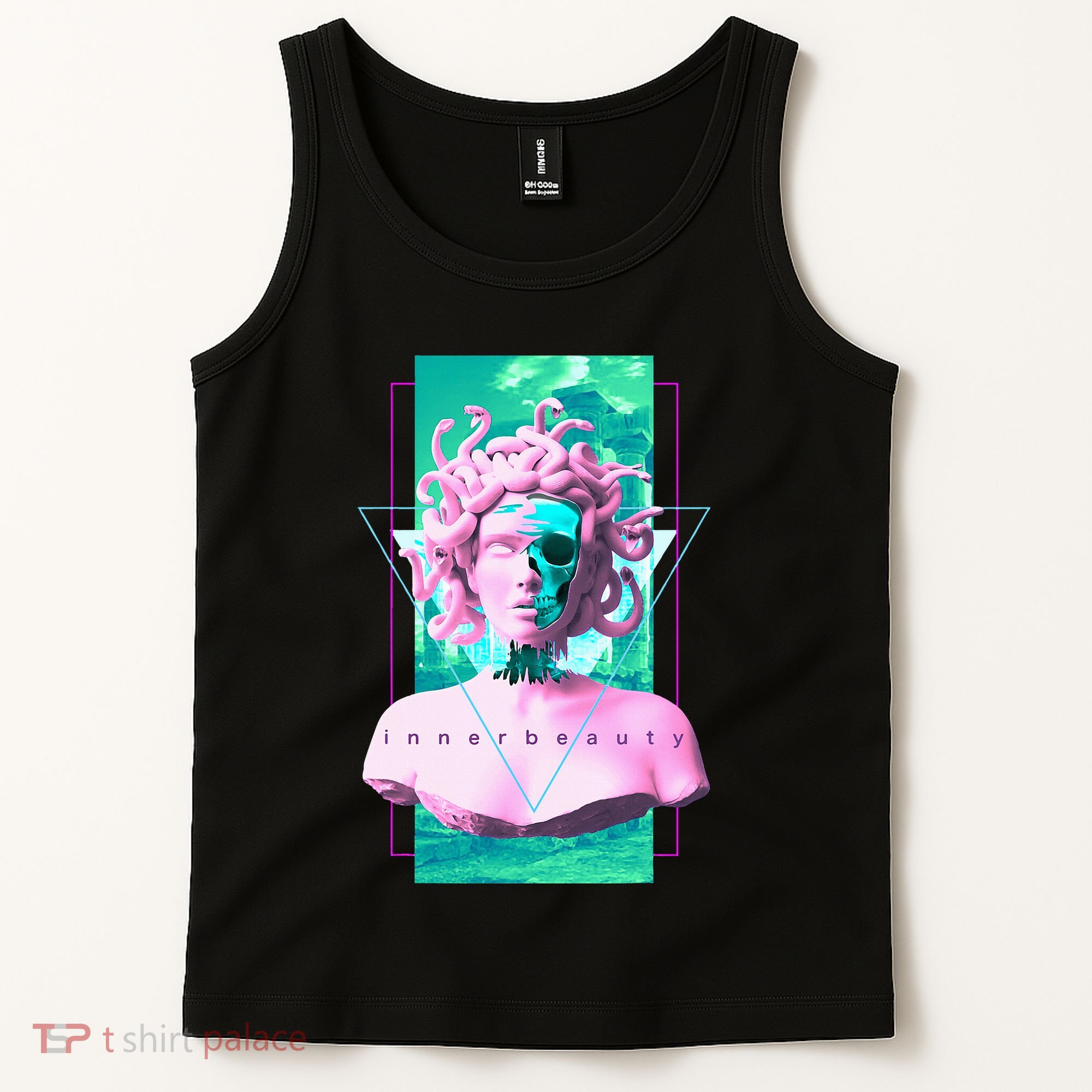 Vaporwave Medusa Statue with Skull Aesthetic Art Retro Tank Top