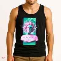 Vaporwave Medusa Statue with Skull Aesthetic Art Retro Tank Top thumb 3