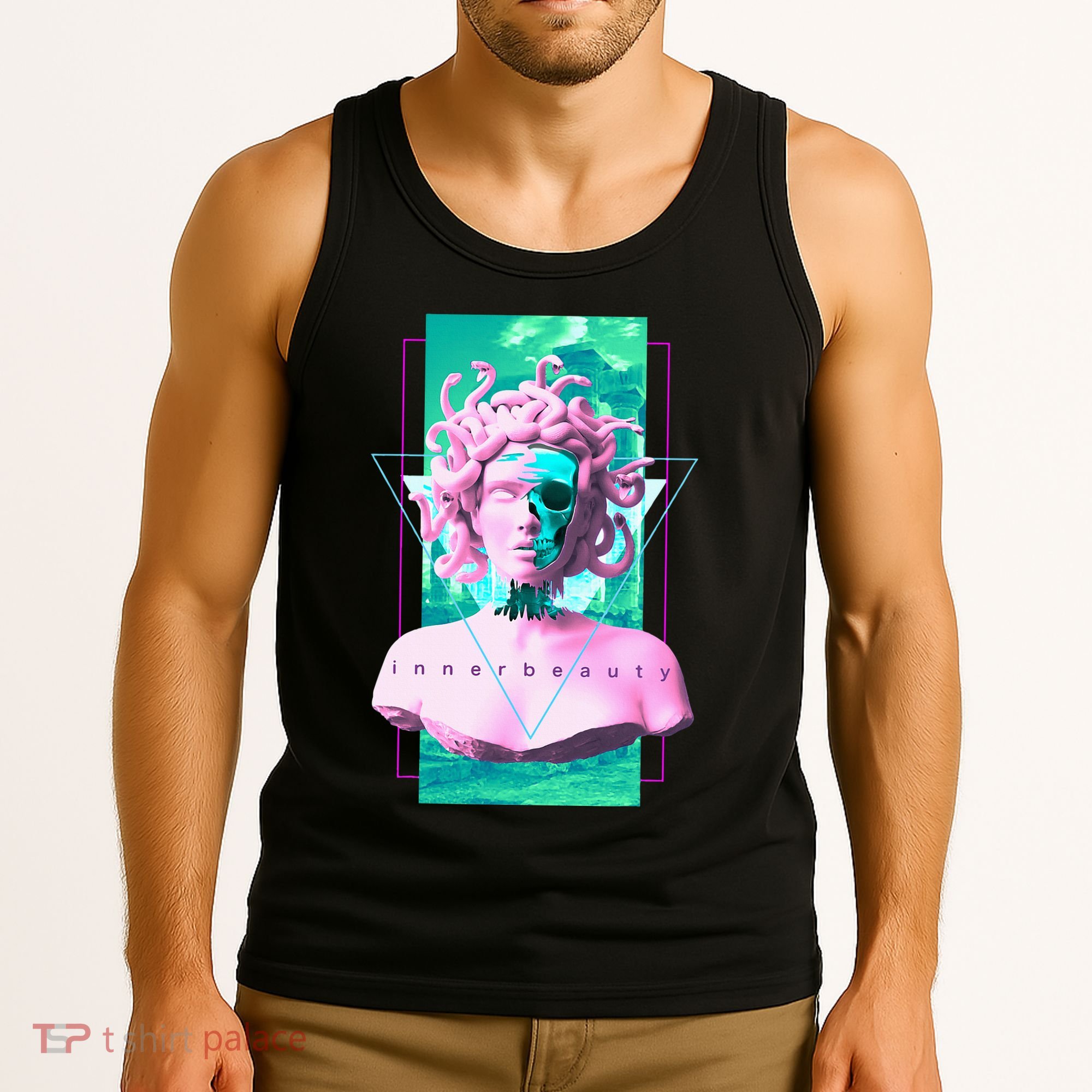 Vaporwave Medusa Statue with Skull Aesthetic Art Retro Tank Top