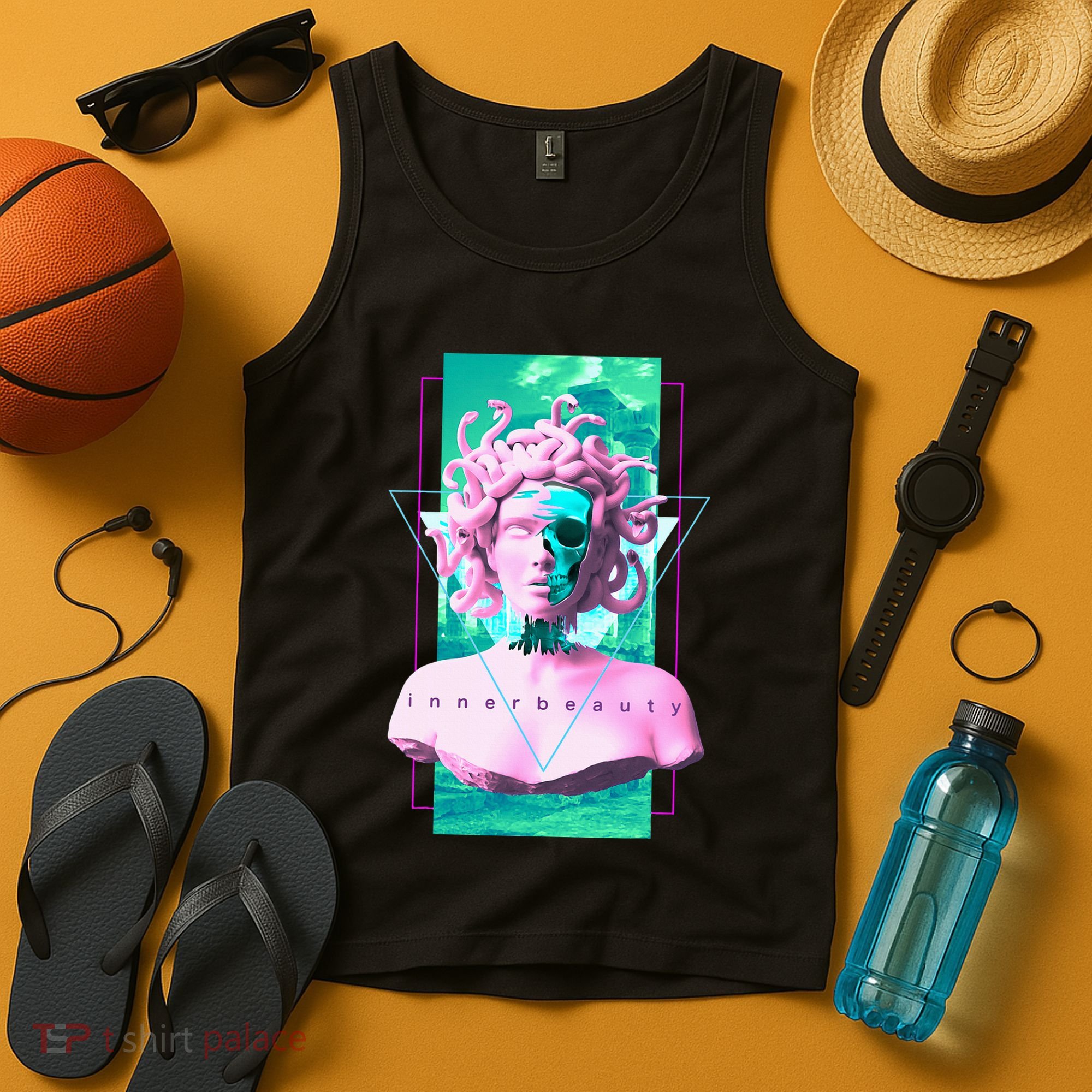 Vaporwave Medusa Statue with Skull Aesthetic Art Retro Tank Top