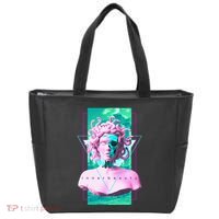 Vaporwave Medusa Statue with Skull Aesthetic Art Retro Tote Bag thumb 0