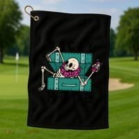 Vacay Mode Skeleton Golf Towel thumb 1