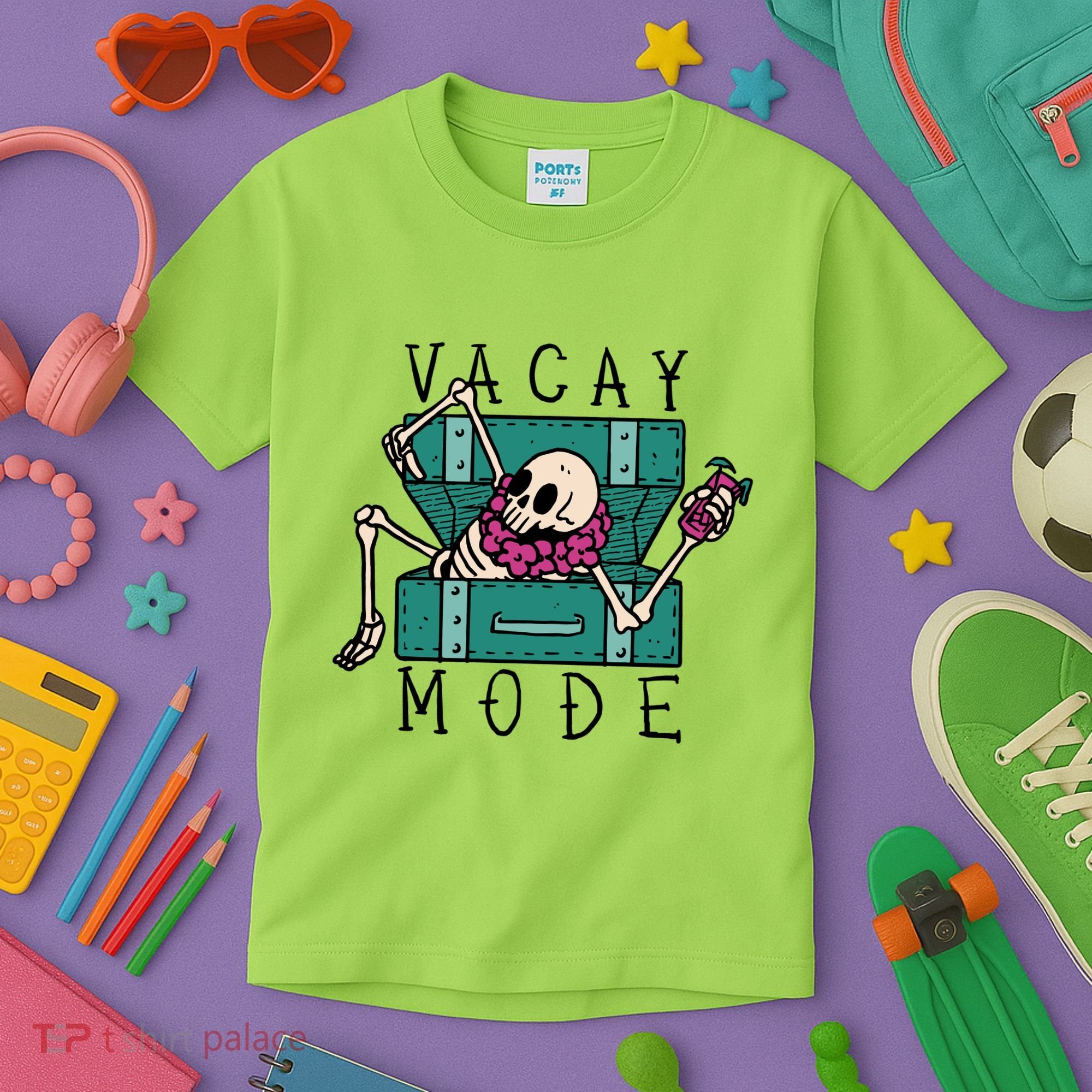 Vacay Mode Skeleton Kids T-Shirt