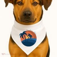 Vacation Mode Sunset Beach USA-Made Doggie Bandana thumb 1