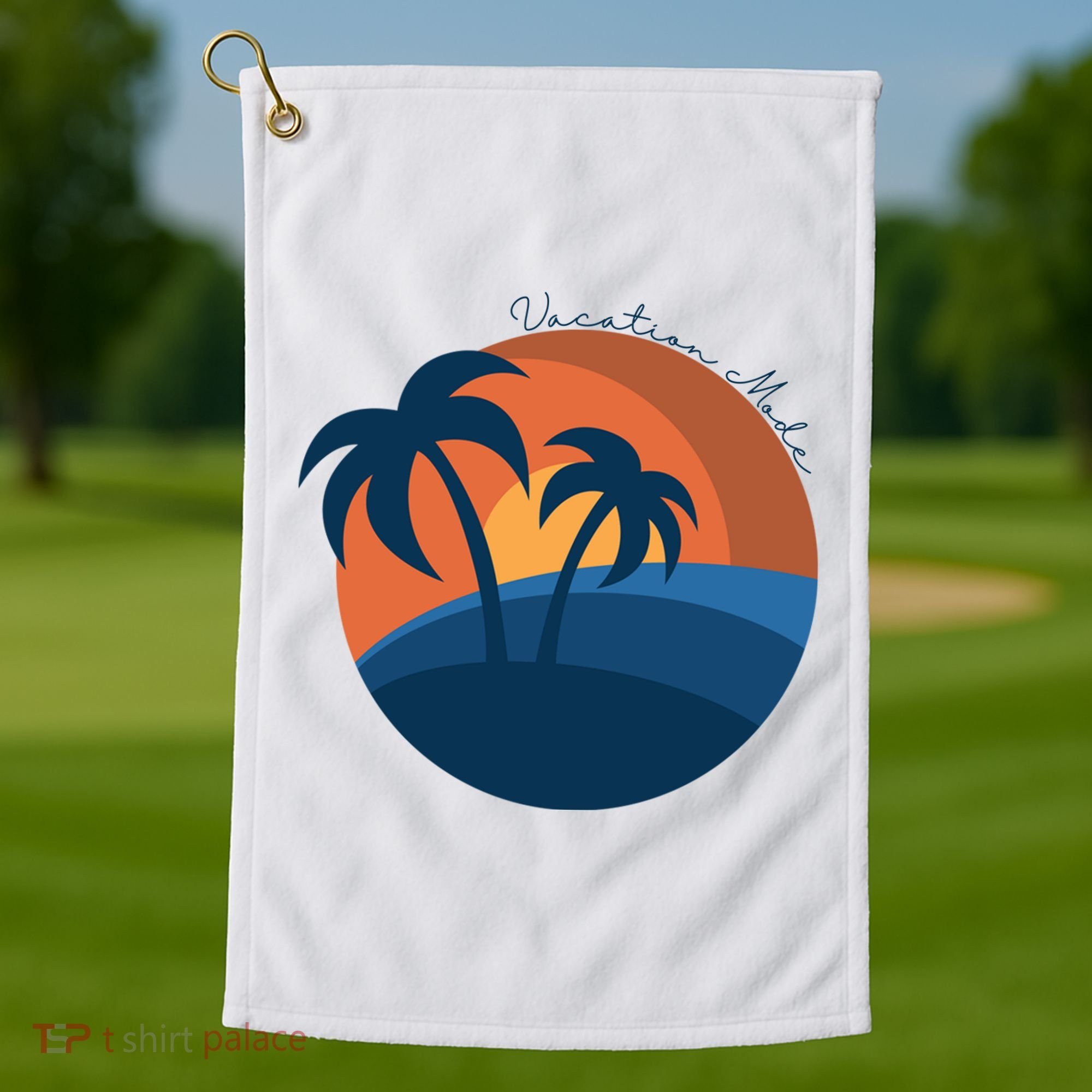 Vacation Mode Sunset Beach Golf Towel