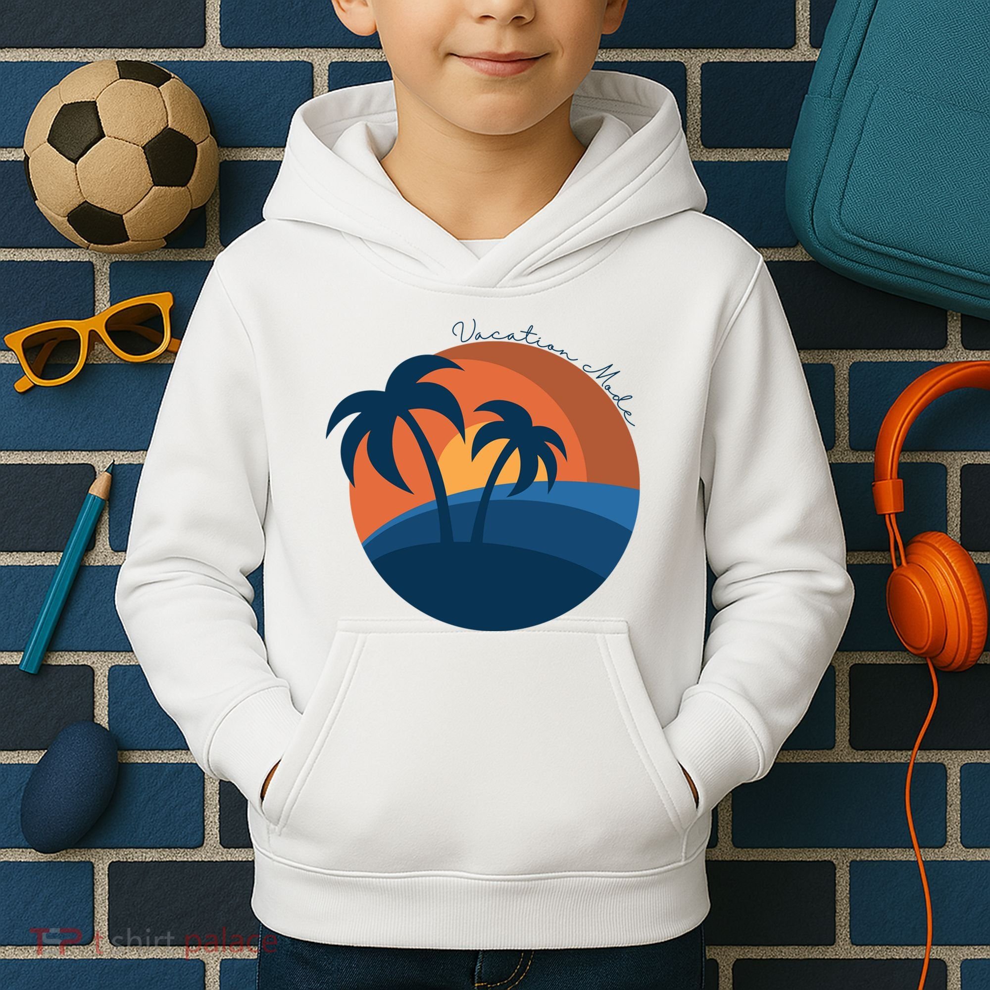 Vacation Mode Sunset Beach Kids Hoodie