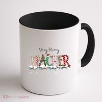 Very Merry Teacher Holiday Christmas Coffee Mug thumb 1