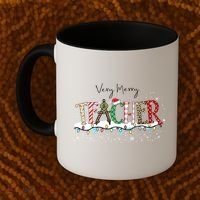 Very Merry Teacher Holiday Christmas Coffee Mug thumb 2