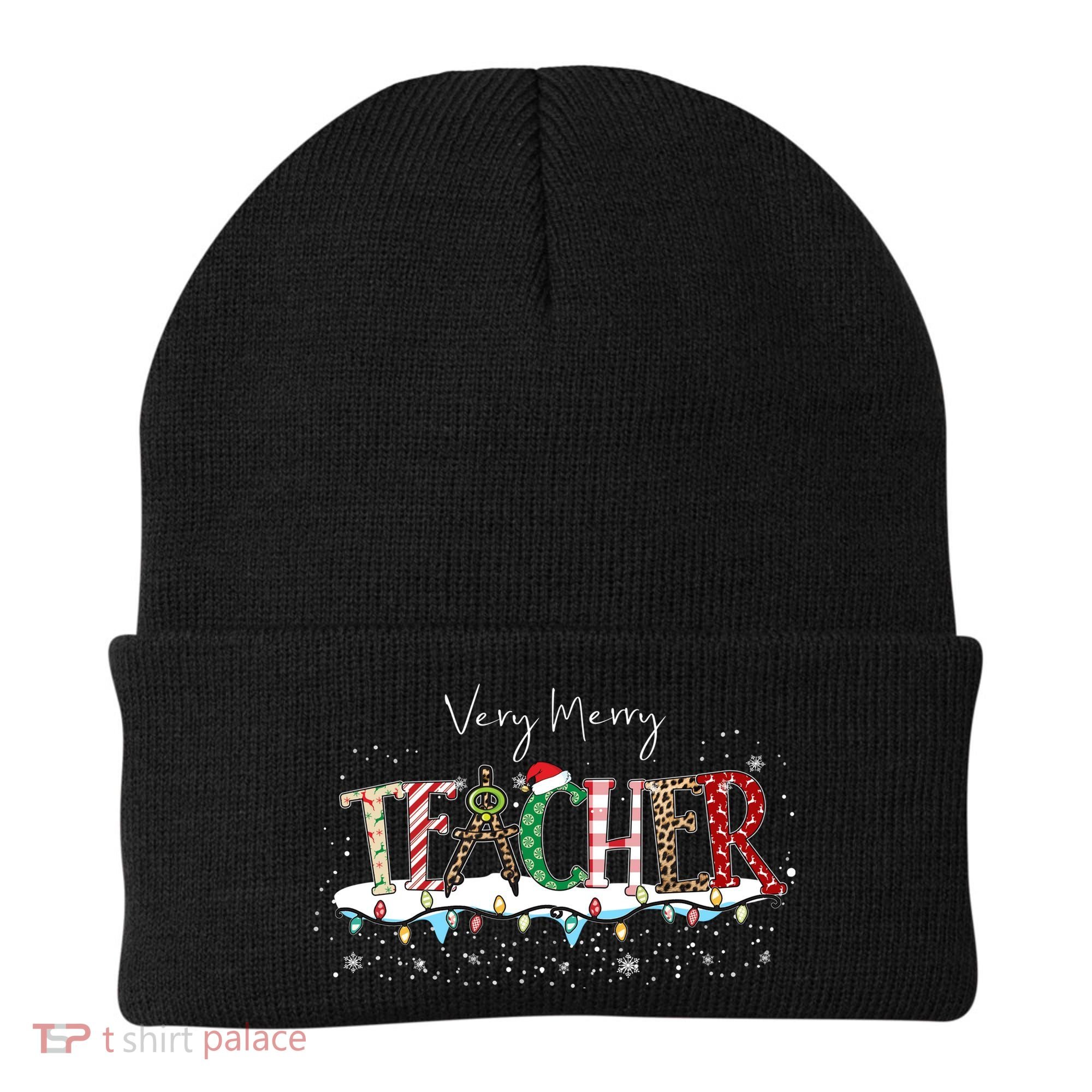 Very Merry Teacher Holiday Christmas Beanie