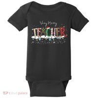 Very Merry Teacher Holiday Christmas Baby Bodysuit thumb 0
