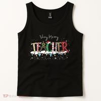 Very Merry Teacher Holiday Christmas Tank Top thumb 2