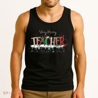 Very Merry Teacher Holiday Christmas Tank Top thumb 3