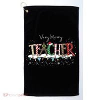 Very Merry Teacher Holiday Christmas Golf Towel thumb 0