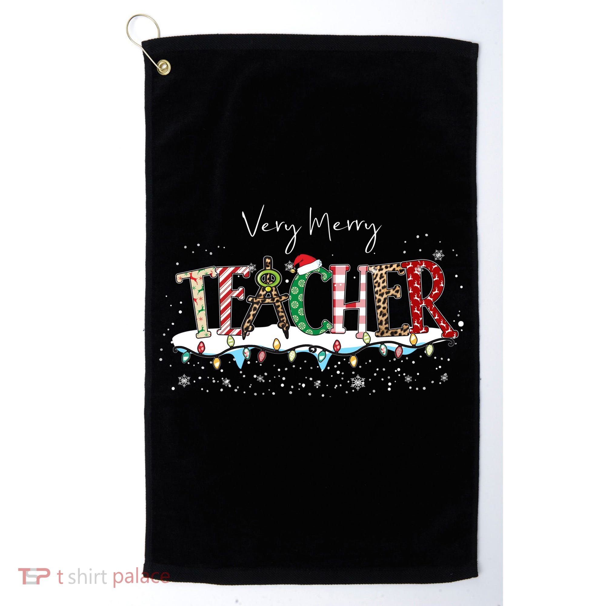 Very Merry Teacher Holiday Christmas Golf Towel