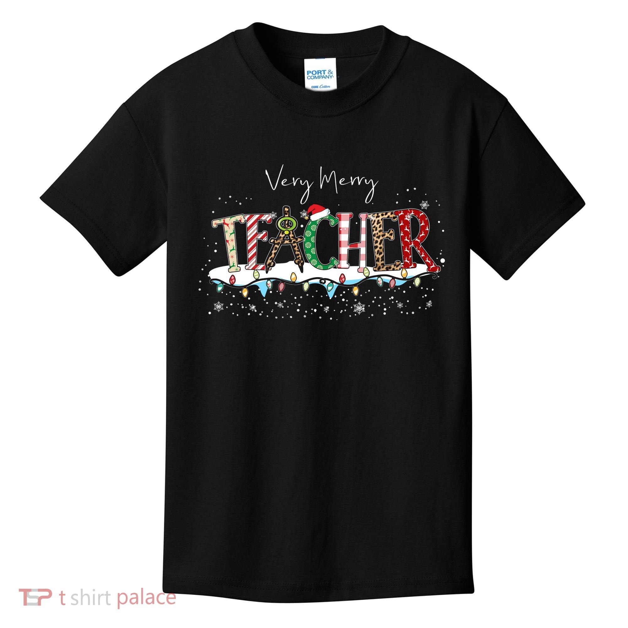 Very Merry Teacher Holiday Christmas Kids T-Shirt