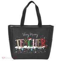 Very Merry Teacher Holiday Christmas Tote Bag thumb 0