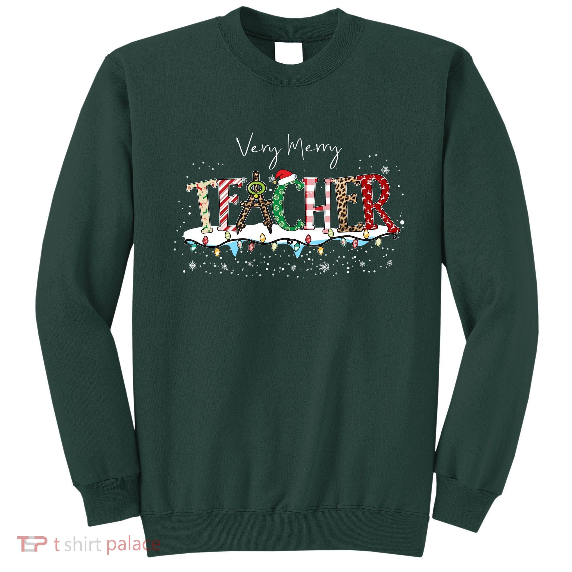 Very Merry Teacher Holiday Christmas Sweatshirt
