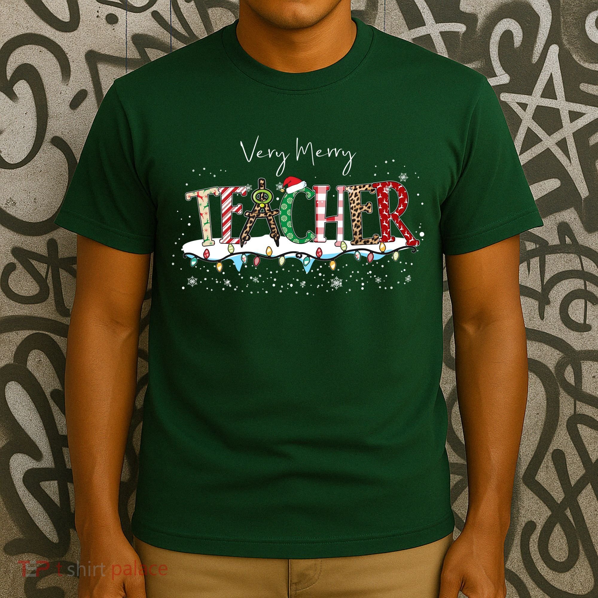 Very Merry Teacher Holiday Christmas T-Shirt