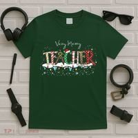 Very Merry Teacher Holiday Christmas T-Shirt thumb 5