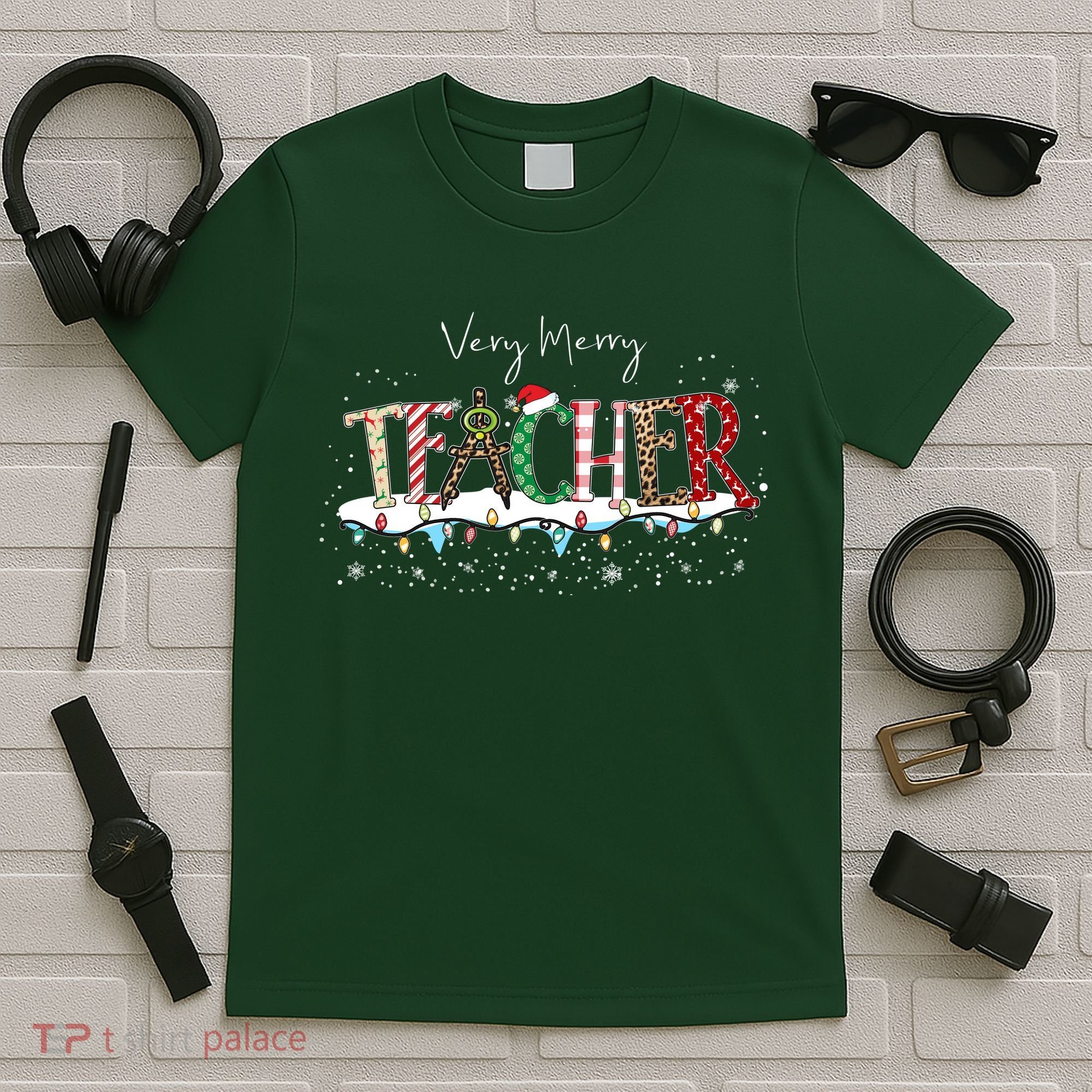 Very Merry Teacher Holiday Christmas T-Shirt