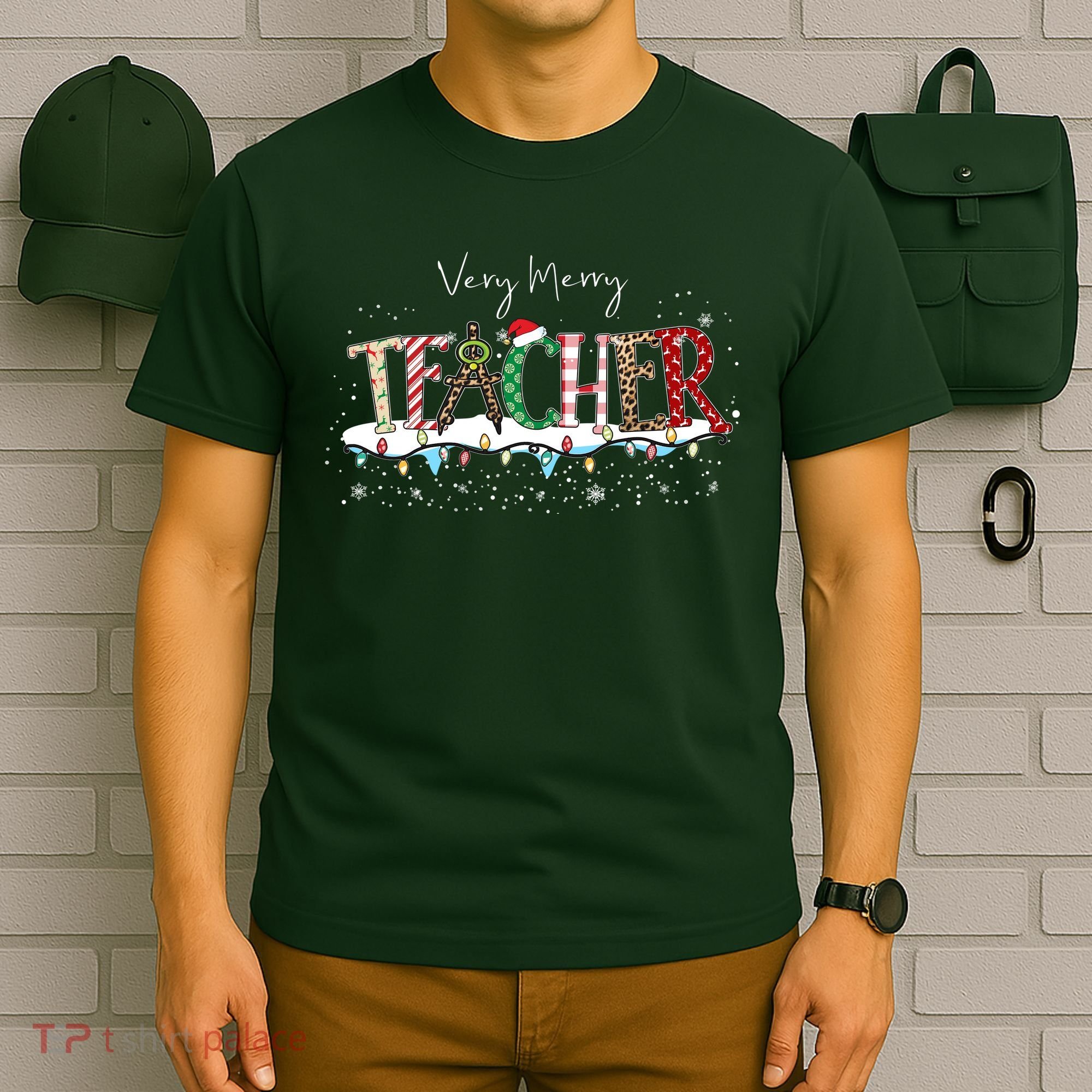 Very Merry Teacher Holiday Christmas T-Shirt
