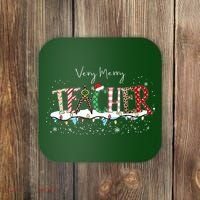 Very Merry Teacher Holiday Christmas Coaster thumb 0
